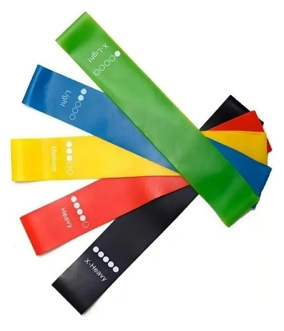 El Kit de 5 Bandas de Resistencia es perfecto para fortalecer piernas, glúteos, brazos y todo tu cuerpo sin necesidad de gimnasio