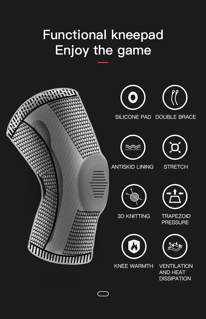 Rodillera Deportiva con Soporte de Rótula y Compresión de Silicona – Protección para Running, Fitness y Baloncesto
