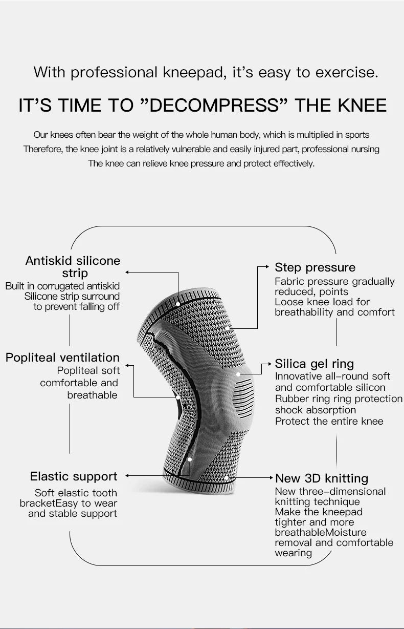 Rodillera Deportiva con Soporte de Rótula y Compresión de Silicona – Protección para Running, Fitness y Baloncesto