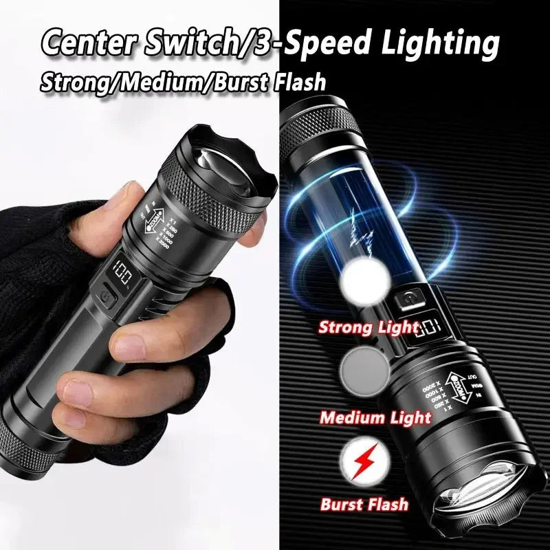 Linterna Frontal LED Recargable con Sensor – Luz Potente para Camping, Pesca y Actividades Nocturnas