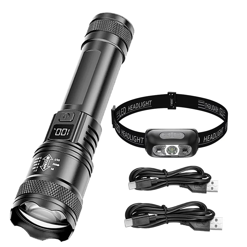 Linterna Frontal LED Recargable con Sensor – Luz Potente para Camping, Pesca y Actividades Nocturnas