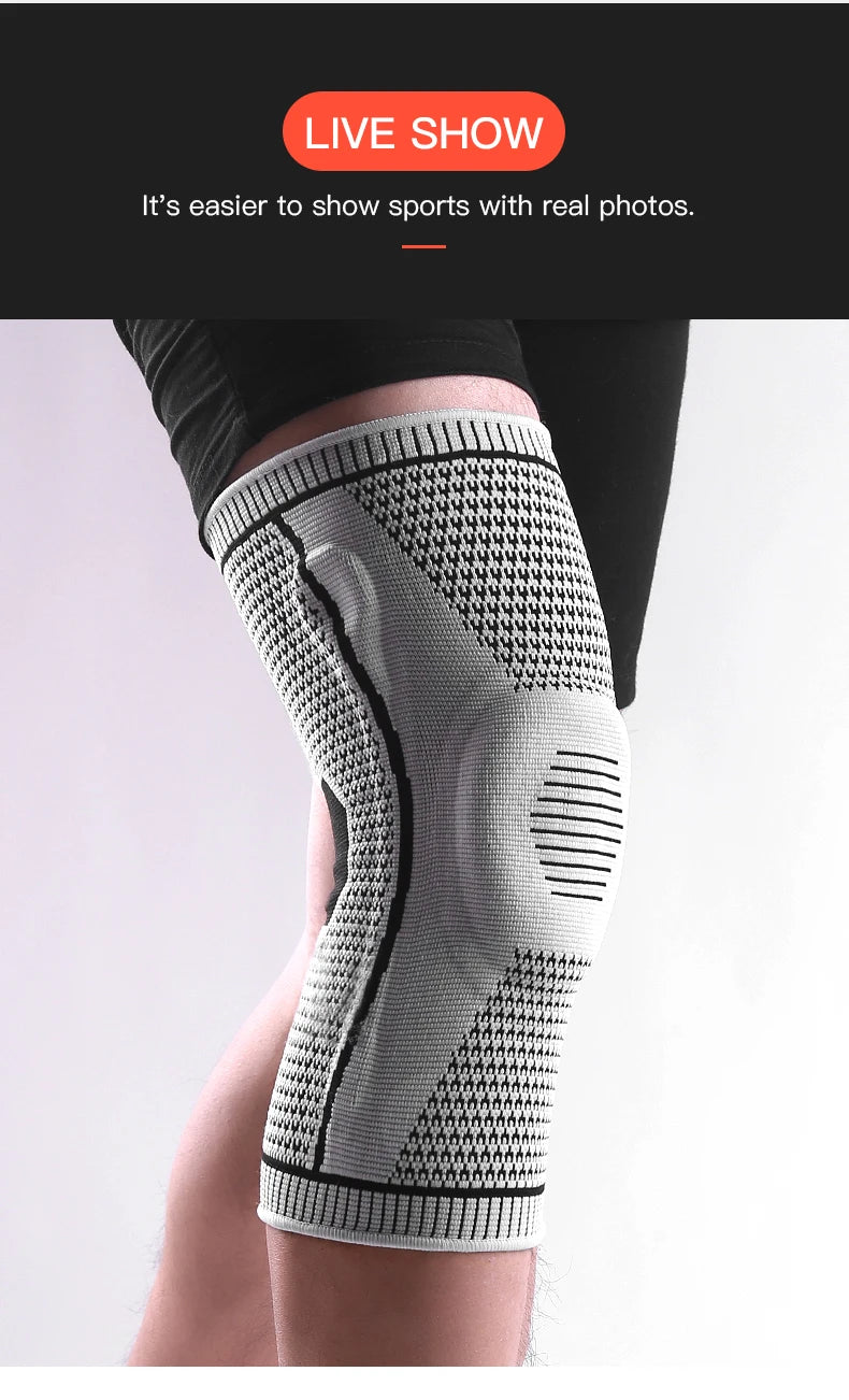 Rodillera Deportiva con Soporte de Rótula y Compresión de Silicona – Protección para Running, Fitness y Baloncesto