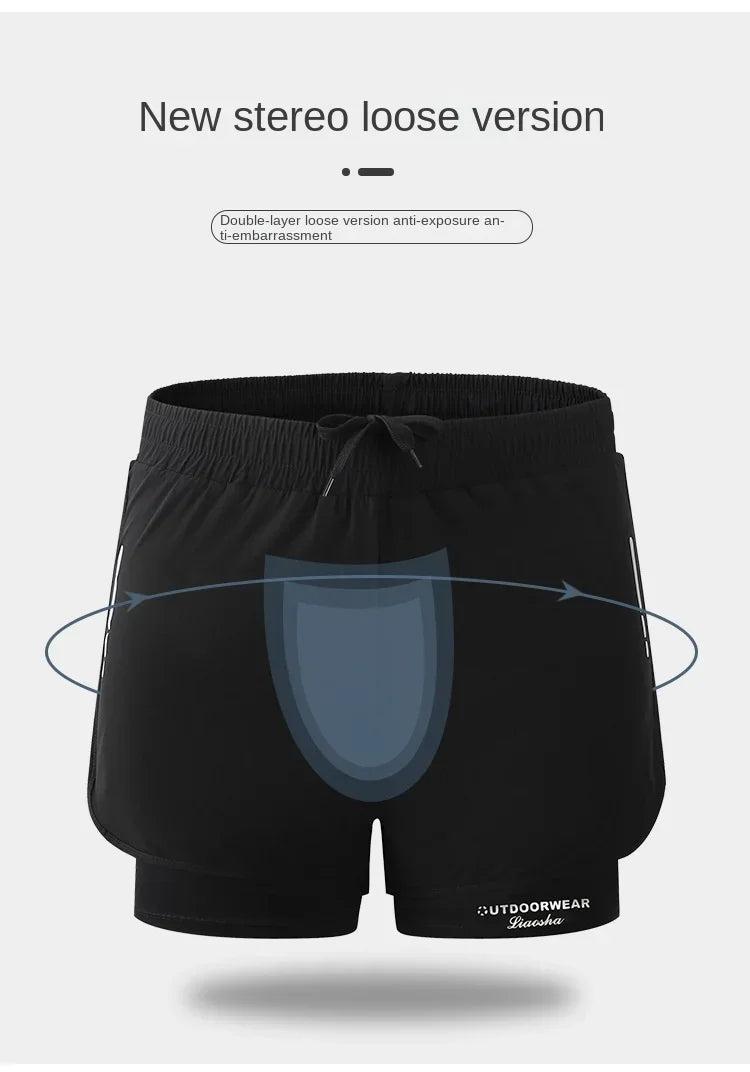 Short Deportivo para Hombre de Doble Capa – Pantaloneta Fitness de Secado Rápido para Gym, Running y Playa