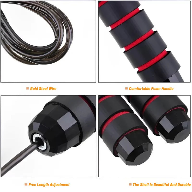 Cuerda para Saltar Profesional con Cable de Acero Ajustable – Entrenamiento Cardio para Fitness y Pérdida de Peso