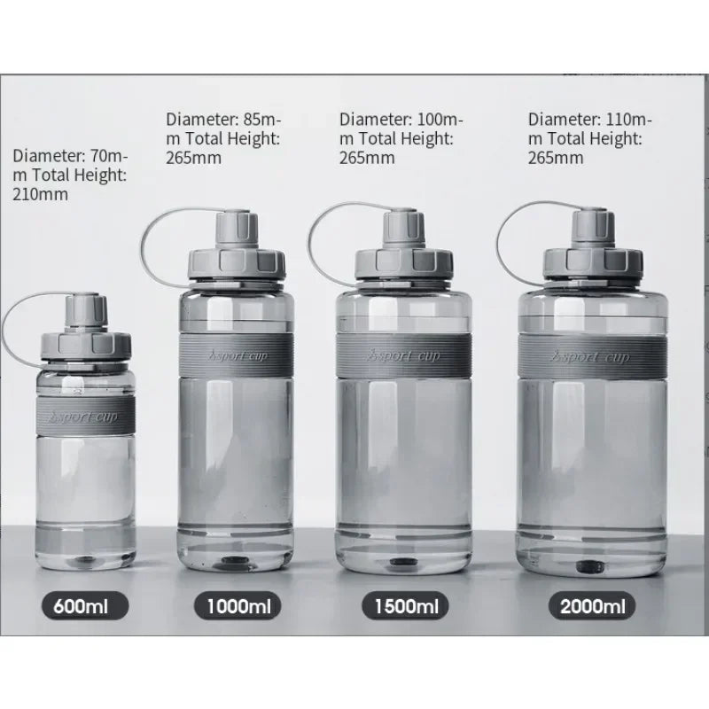 Botella Deportiva de Agua 2L con Pajilla – Botella Fitness de Gran Capacidad para Gimnasio y Deporte