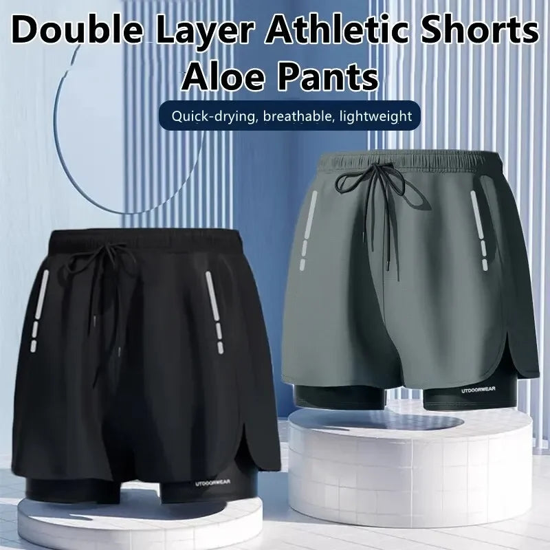 Short Deportivo para Hombre de Doble Capa – Pantaloneta Fitness de Secado Rápido para Gym, Running y Playa