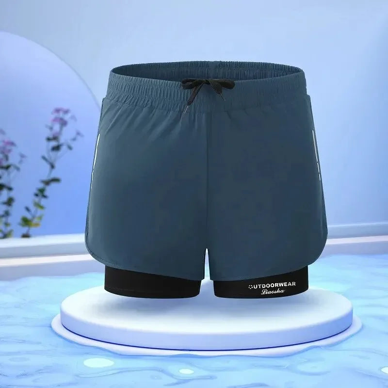 Short Deportivo para Hombre de Doble Capa – Pantaloneta Fitness de Secado Rápido para Gym, Running y Playa