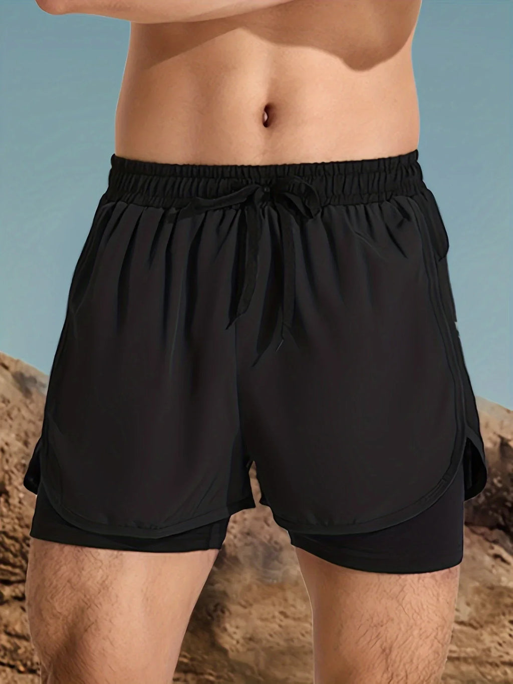 Short Deportivo para Hombre de Doble Capa – Pantaloneta Fitness de Secado Rápido para Gym, Running y Playa