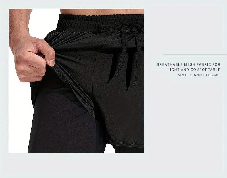 Short Deportivo para Hombre de Doble Capa – Pantaloneta Fitness de Secado Rápido para Gym, Running y Playa