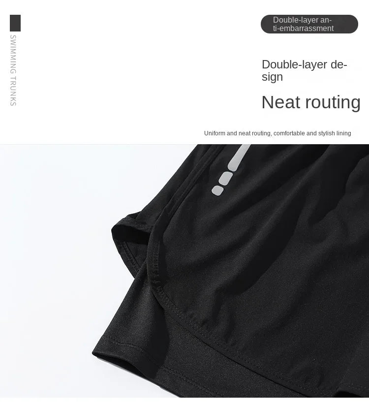 Short Deportivo para Hombre de Doble Capa – Pantaloneta Fitness de Secado Rápido para Gym, Running y Playa