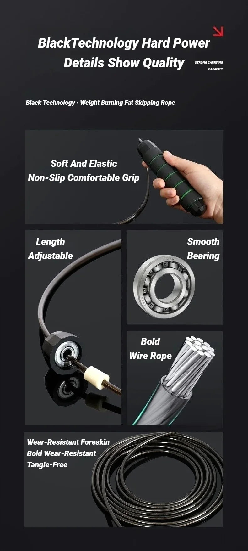 Cuerda para Saltar Profesional con Cable de Acero Ajustable – Entrenamiento Cardio para Fitness y Pérdida de Peso