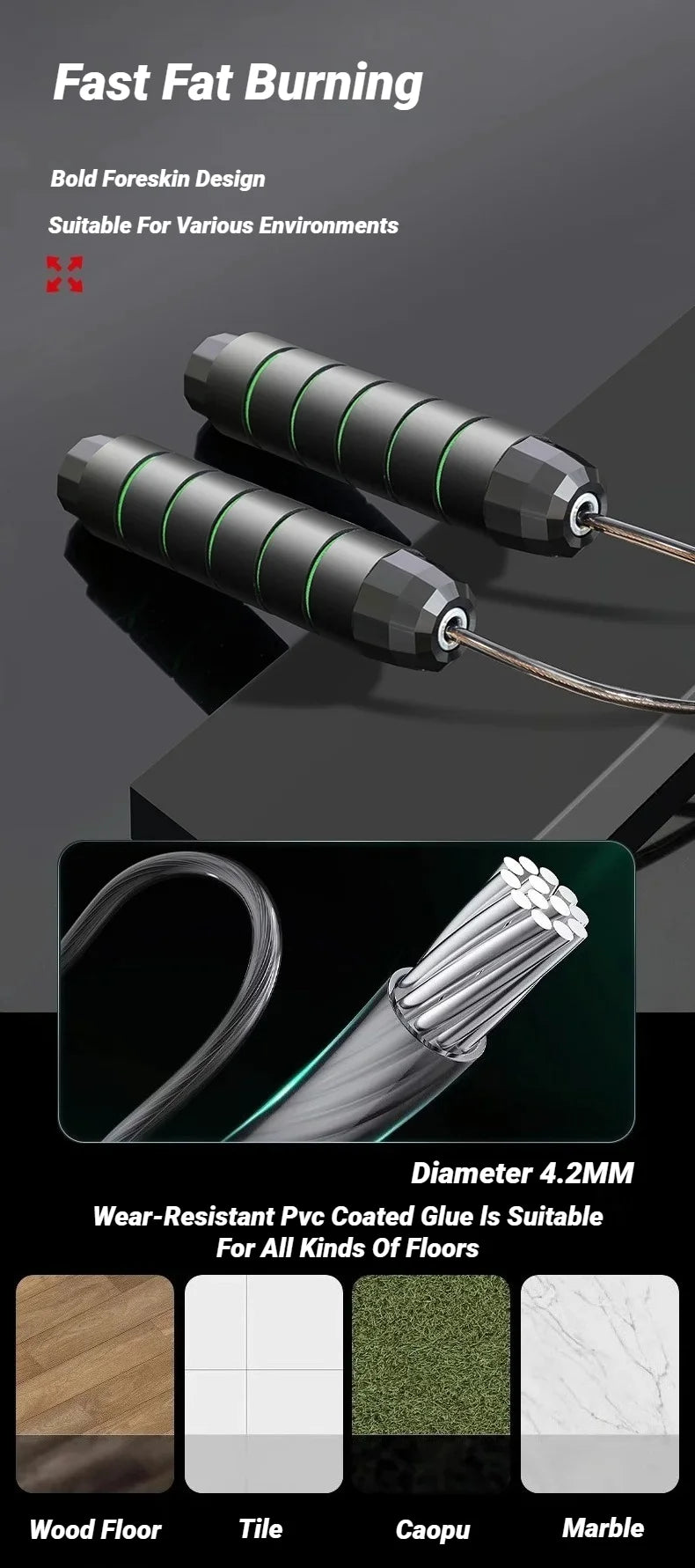 Cuerda para Saltar Profesional con Cable de Acero Ajustable – Entrenamiento Cardio para Fitness y Pérdida de Peso